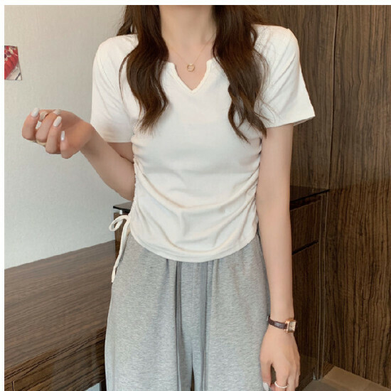 V-neck short-sleeved T-shirt white] size [M size-XXL size] [Contact customer service to confirm the shipping size after placing an order]