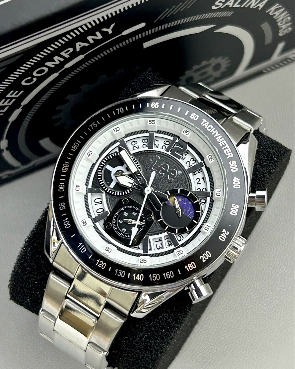 <限量代購>Lee 石英機芯手錶 三眼腕錶 鏤空 防水 鋼錶帶 共三色