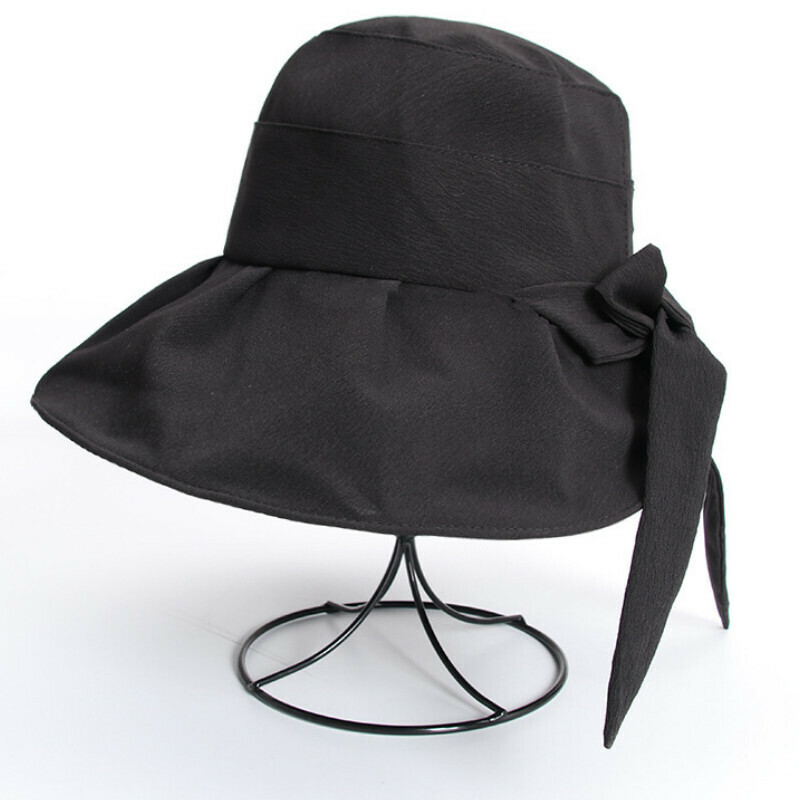 Hot selling big brim bucket hat [E-352 black vinyl bucket hat] [one size fits all]