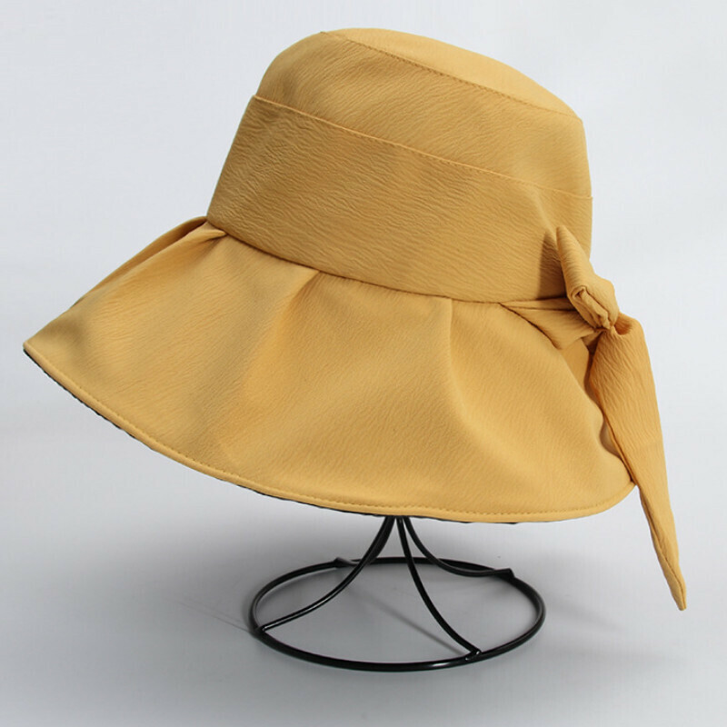 Hot selling big brim bucket hat [E-352 yellow vinyl bucket hat] [one size fits all]