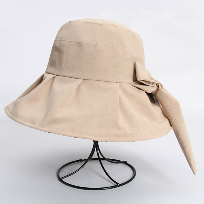 Hot selling big brim bucket hat [E-352 khaki black plastic bucket hat] [one size fits all]
