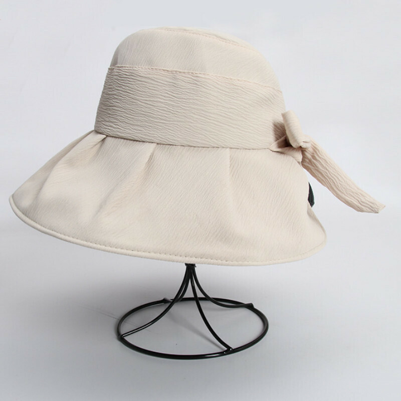 Hot selling big brim bucket hat [E-352 beige vinyl bucket hat] [one size fits all]