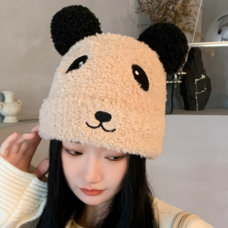 熱賣小熊耳朵針織帽【A-439卡其色小熊帽】【均碼 帽圍54-60cm】