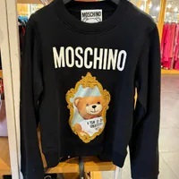[S] MOSCHINO TEDDY BEAR PRINT IN THE MIRROR PRINT SWEATSHIRT,BLACK, 222DT171554287555 (SM787)