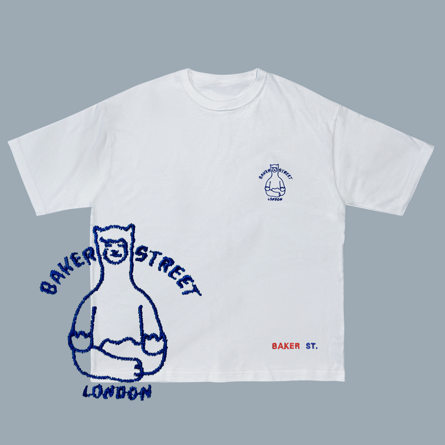 Embroidery-阿密駝佛A 刺繡  寬版落肩  短T