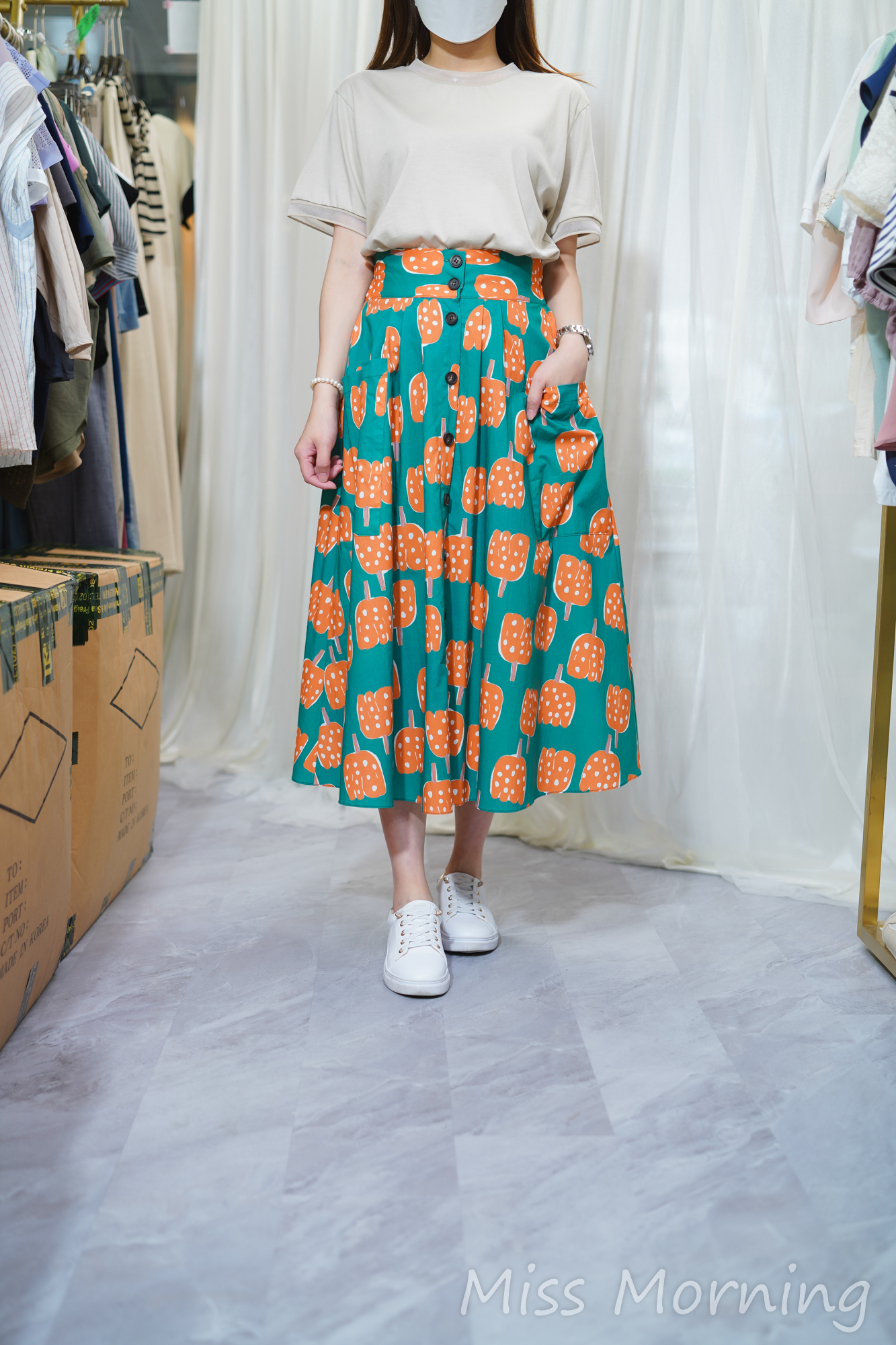 靚布料靚圖案傘裙(13915)