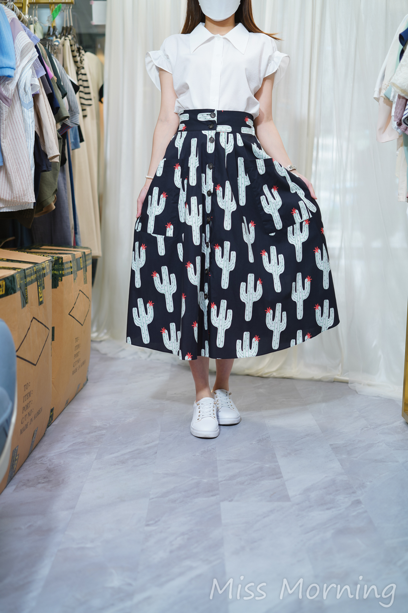 靚布料靚圖案傘裙(13915)