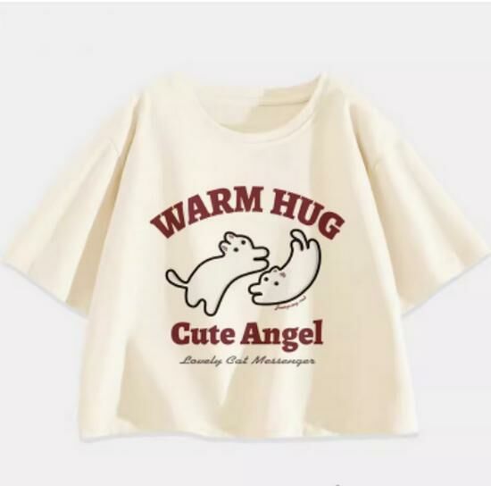 Hot Selling Loose Short Sleeve T-Shirt [Milk White (Warm Hug)] [S-2XL Size] (Please contact customer service to confirm the delivery size after placing the order)