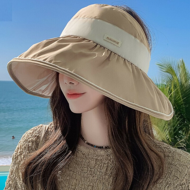 Hot selling empty top large brim fisherman hat [E-479CHT khaki color glue empty top hat] [adjustable]