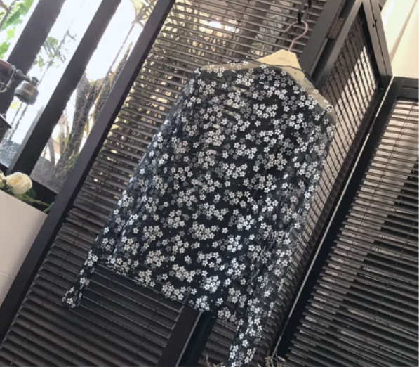 Lace Mesh Sunscreen Long Sleeve T-Shirt (Black Sakura) (One Size)