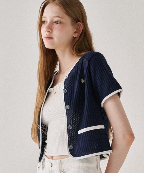 RONRON SUMMER TWEED LINE CARDIGAN