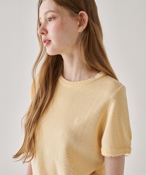 RONRON SCALLOP POINTED SHORT SLEEVE KNIT