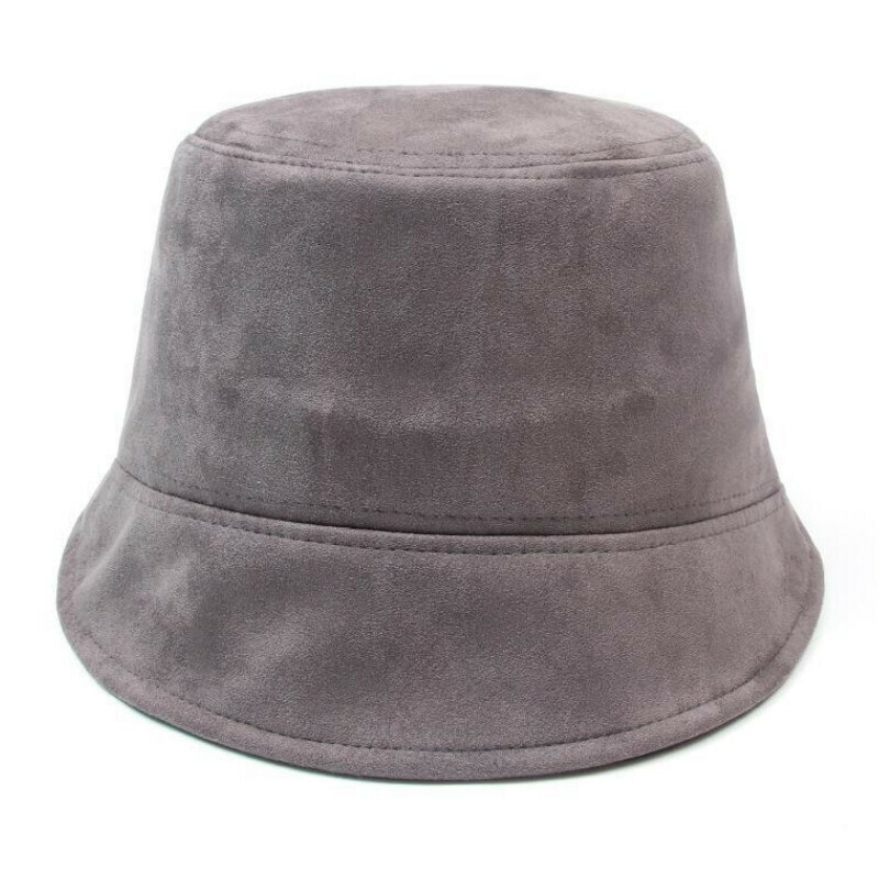 Hot selling solid color bucket hat [E-257 gray suede bucket hat] [one size fits all]