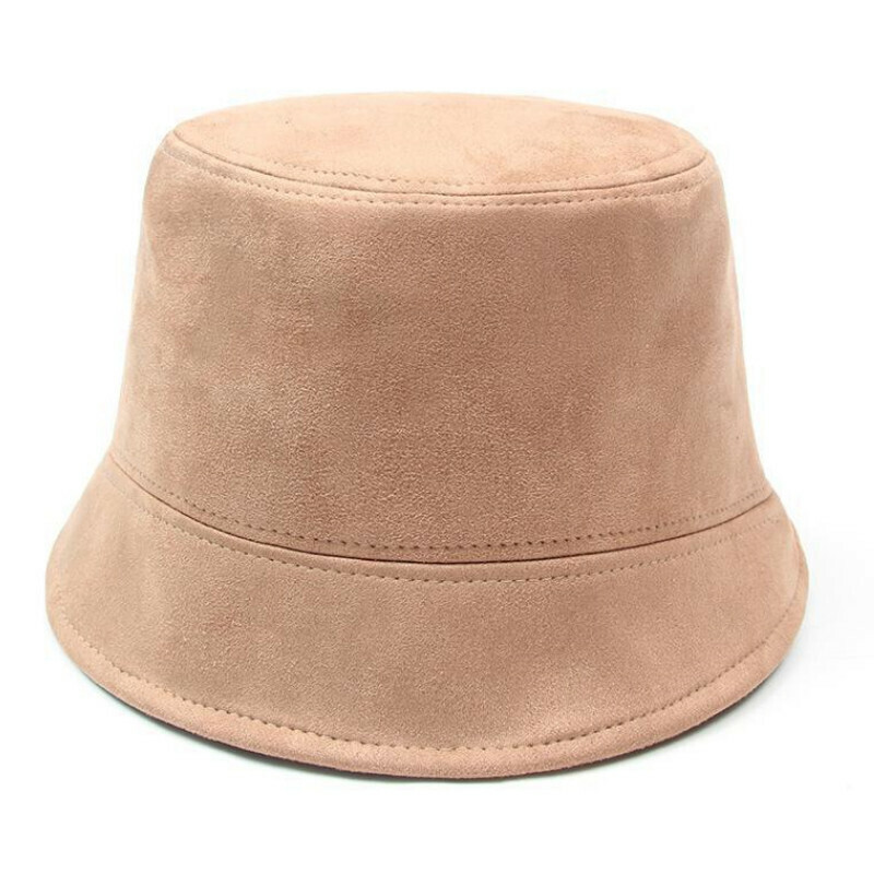 Hot Selling Solid Color Bucket Hat [E-257 Khaki Suede Bucket Hat] [One Size Fits All]