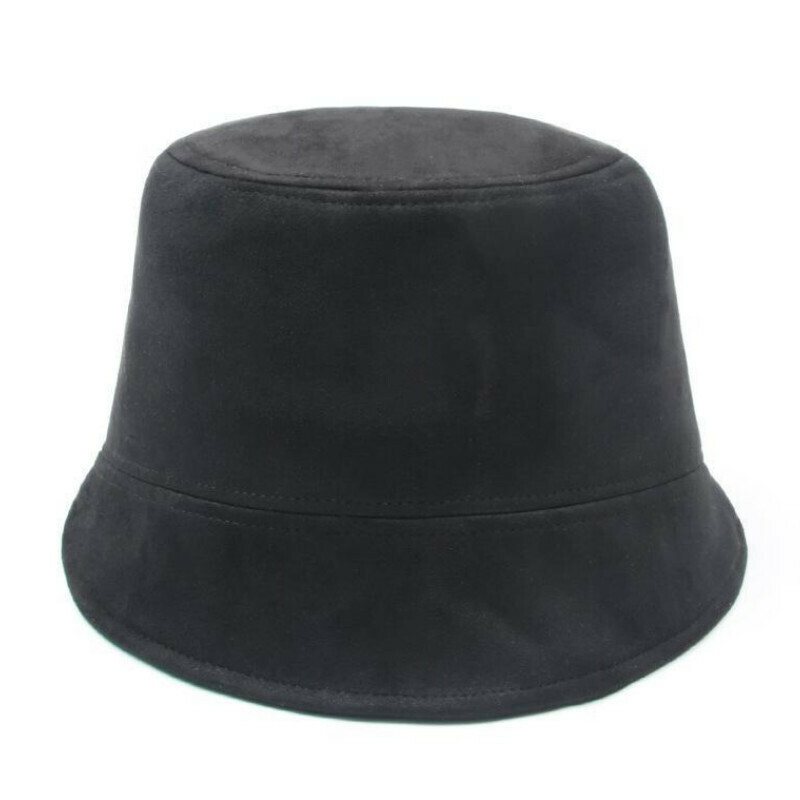 Hot selling solid color bucket hat [E-257 black suede bucket hat] [one size fits all]