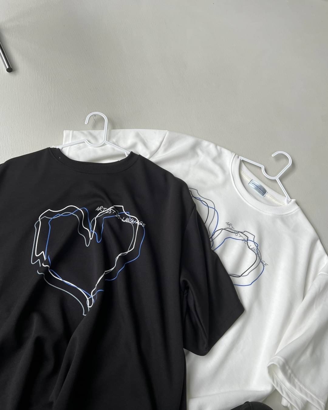 11205-心電愛心寬鬆短Tee