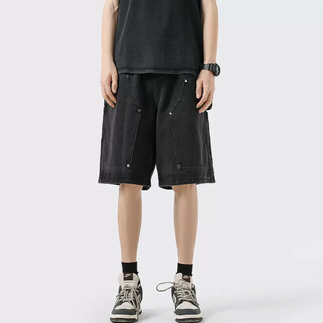 熱賣寬鬆直筒短褲（黑色M-2XL）（下單后聯繫客服確認發貨尺碼）