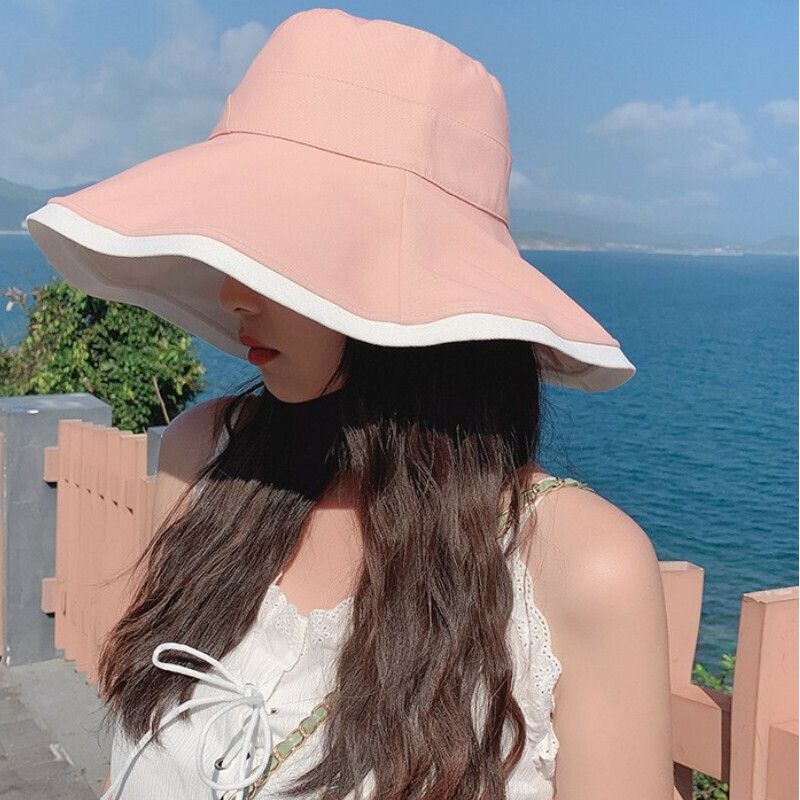 Hot selling double-sided bucket hat [E-120 pink double-sided bucket hat] [one size fits all]