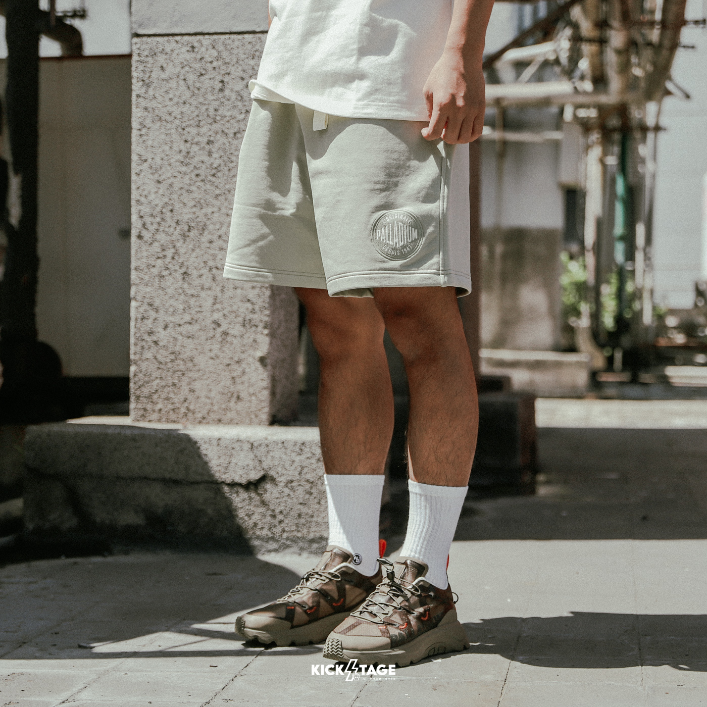 **特價商品售出無退換**男女款 PALLADIUM CASUAL SHORTS 海草綠 寬鬆 大口袋 復古 休閒 抽繩 短褲【109689-354】