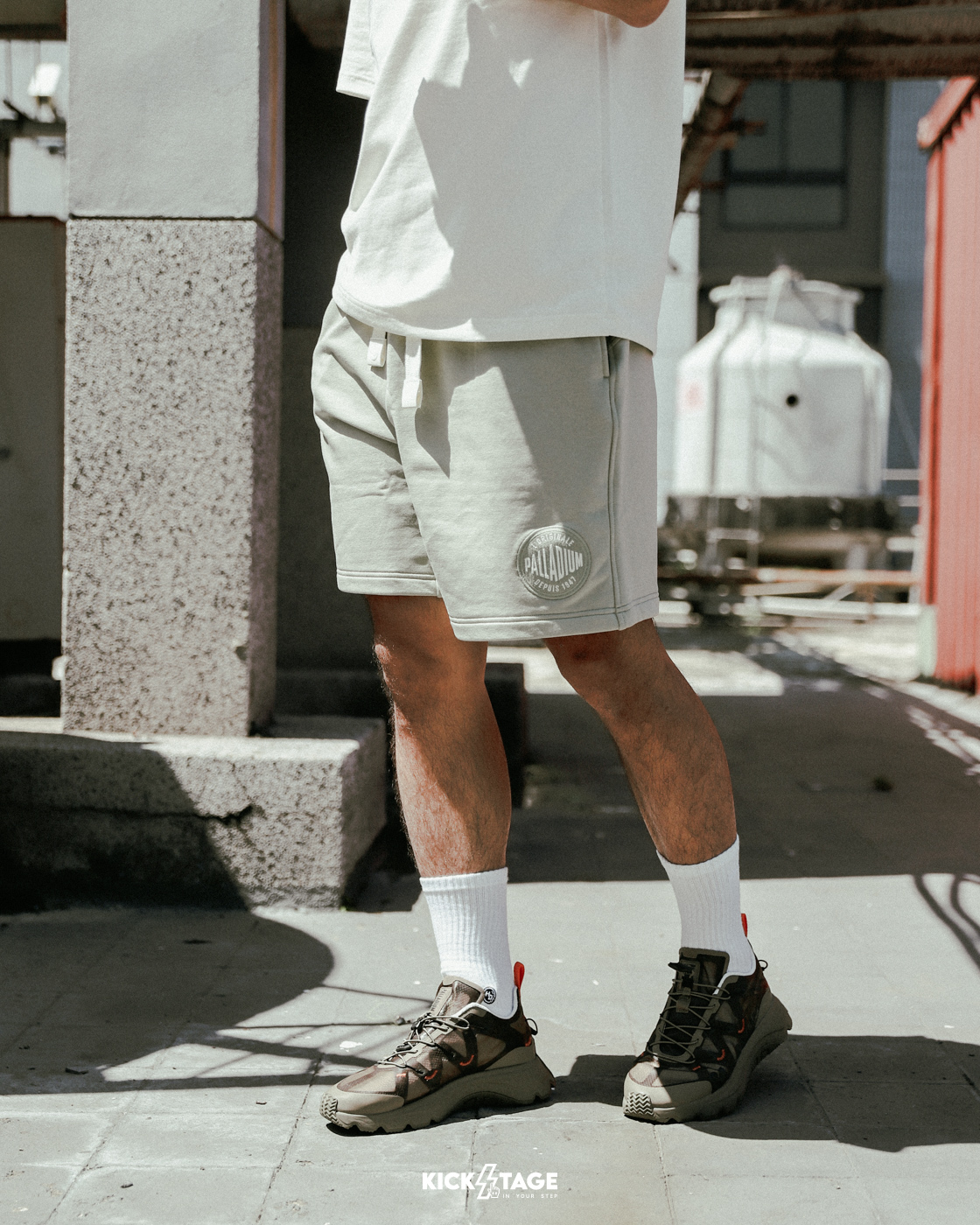 **特價商品售出無退換**男女款 PALLADIUM CASUAL SHORTS 海草綠 寬鬆 大口袋 復古 休閒 抽繩 短褲【109689-354】