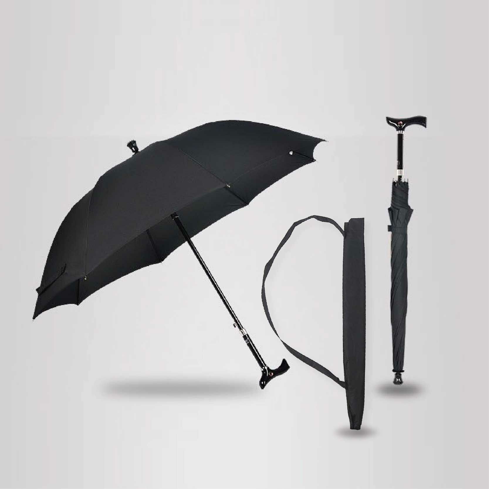 調節止滑手杖雨傘 (黑、藍) 拐杖傘/耐重/抗紫外線/防曬傘/戶外休閒/登山/旅遊 87CHR4063