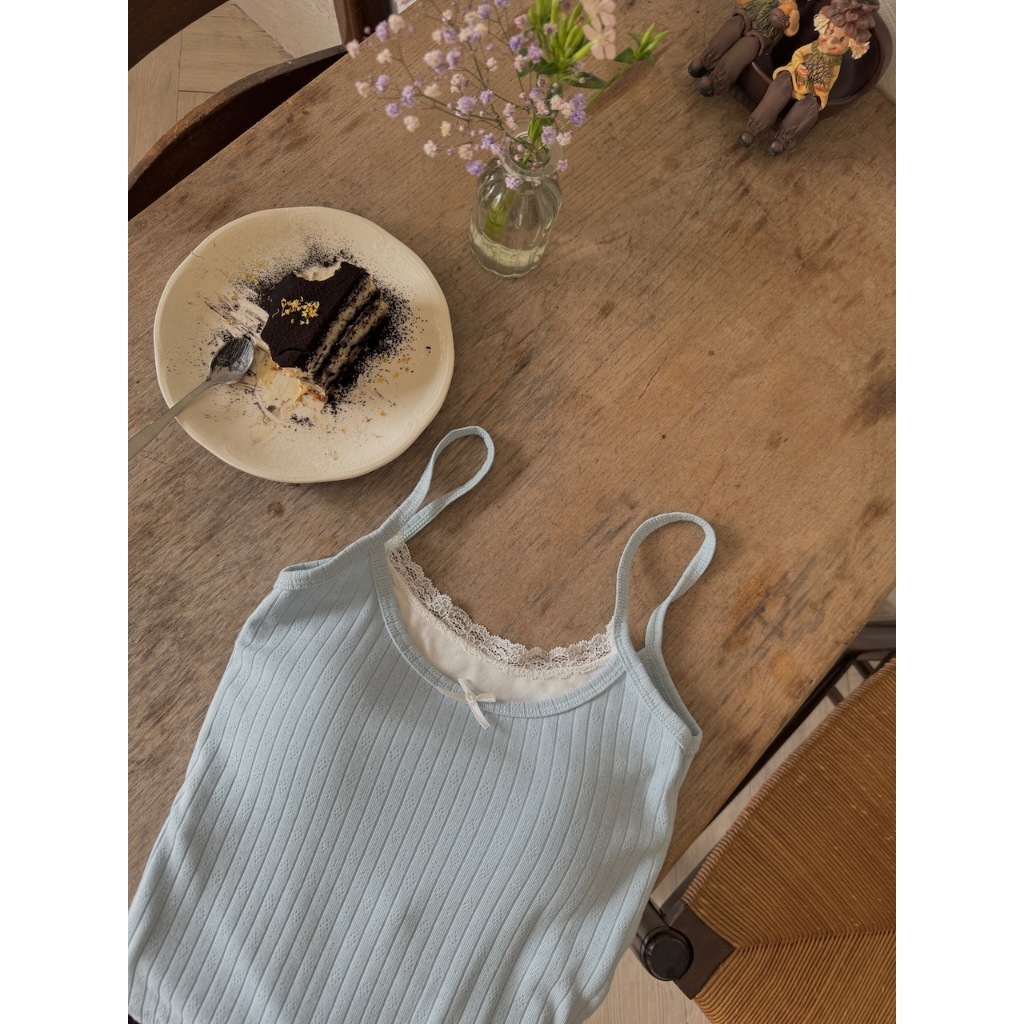 【imfine】鹽甜女孩 蝴蝶結蕾絲假兩件罩杯小可愛 #8398