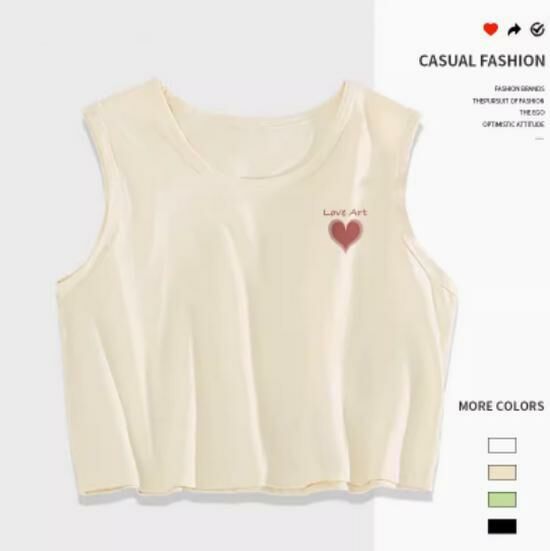 Hot selling navel-baring short vest [Milk White (Aiyi Heart Chest Label)] [S-2XL Size] (please contact customer service to confirm the delivery size after placing the order)