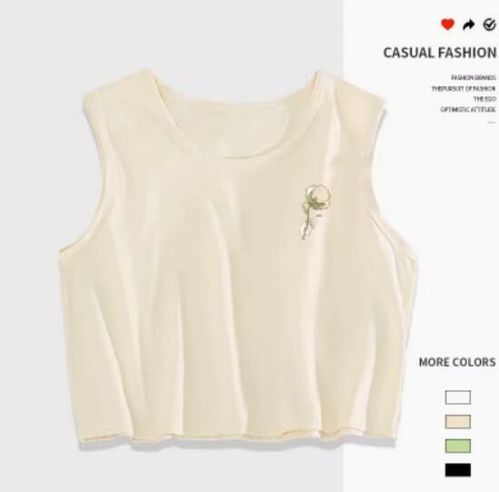 Hot selling navel-baring short vest [Milk White (Kapok Sheep Breast Label)] [S-2XL Size] (please contact customer service to confirm the delivery size after placing the order)