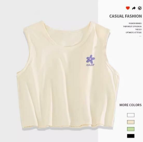 Hot selling navel-baring short vest [Milk White (Orchid Chest Label)] [S-2XL Size] (please contact customer service to confirm the delivery size after placing the order)
