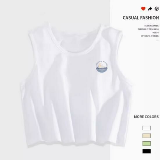 Hot selling navel-baring short vest [White (dolphin chest logo)] [S-2XL size] (please contact customer service to confirm the delivery size after placing the order)