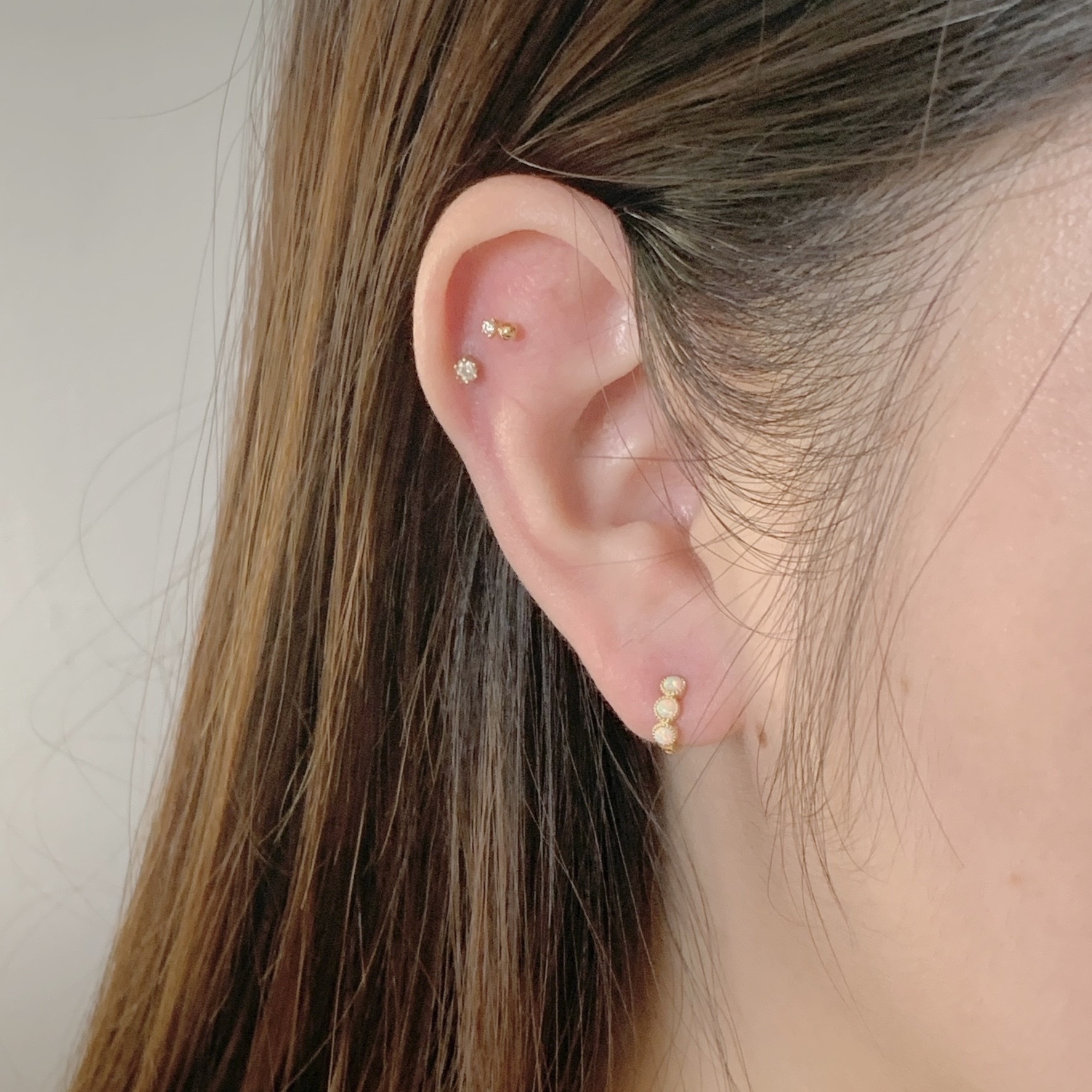 10k三顆蛋糕歐泊小耳圈