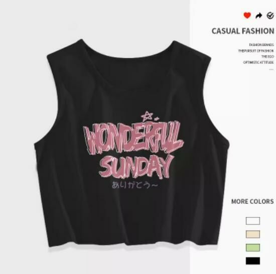 Hot selling navel-baring short vest [Black (gentle and sweet)] [S-2XL size] (please contact customer service to confirm the delivery size after placing the order)