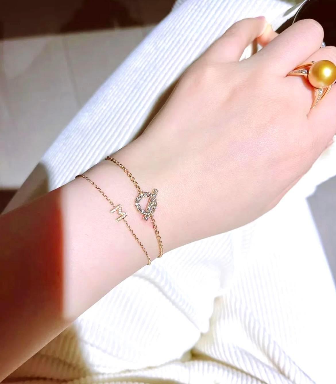 玫瑰金小Q鑽石手鏈 -M