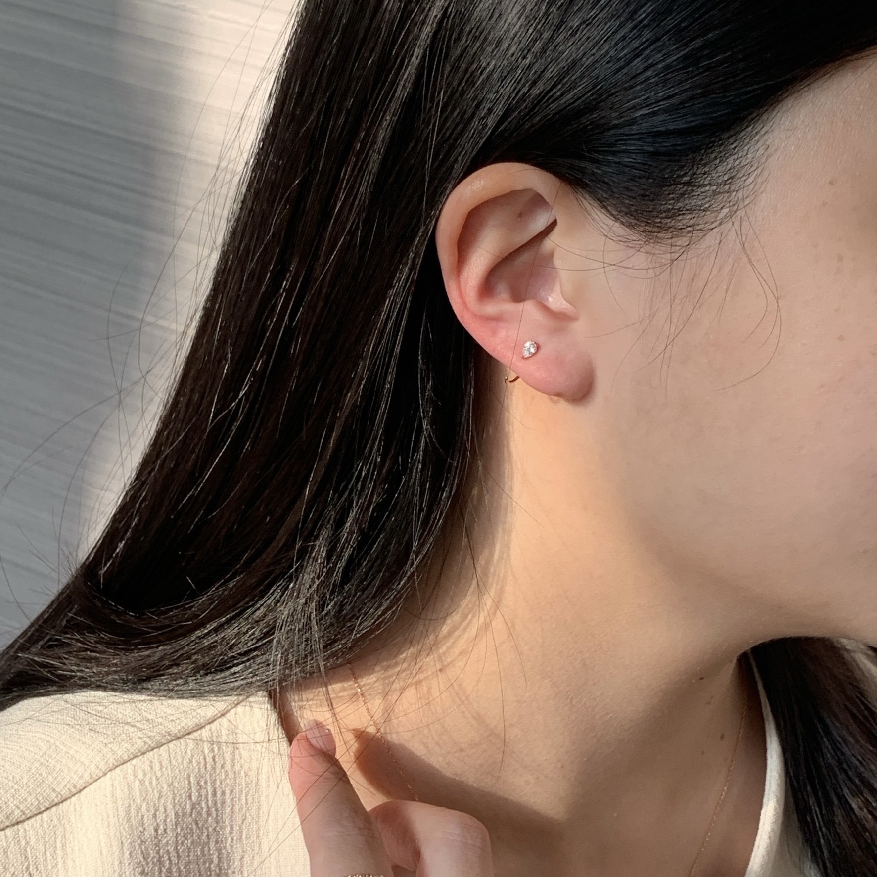 10k水滴鋯石C形耳圈