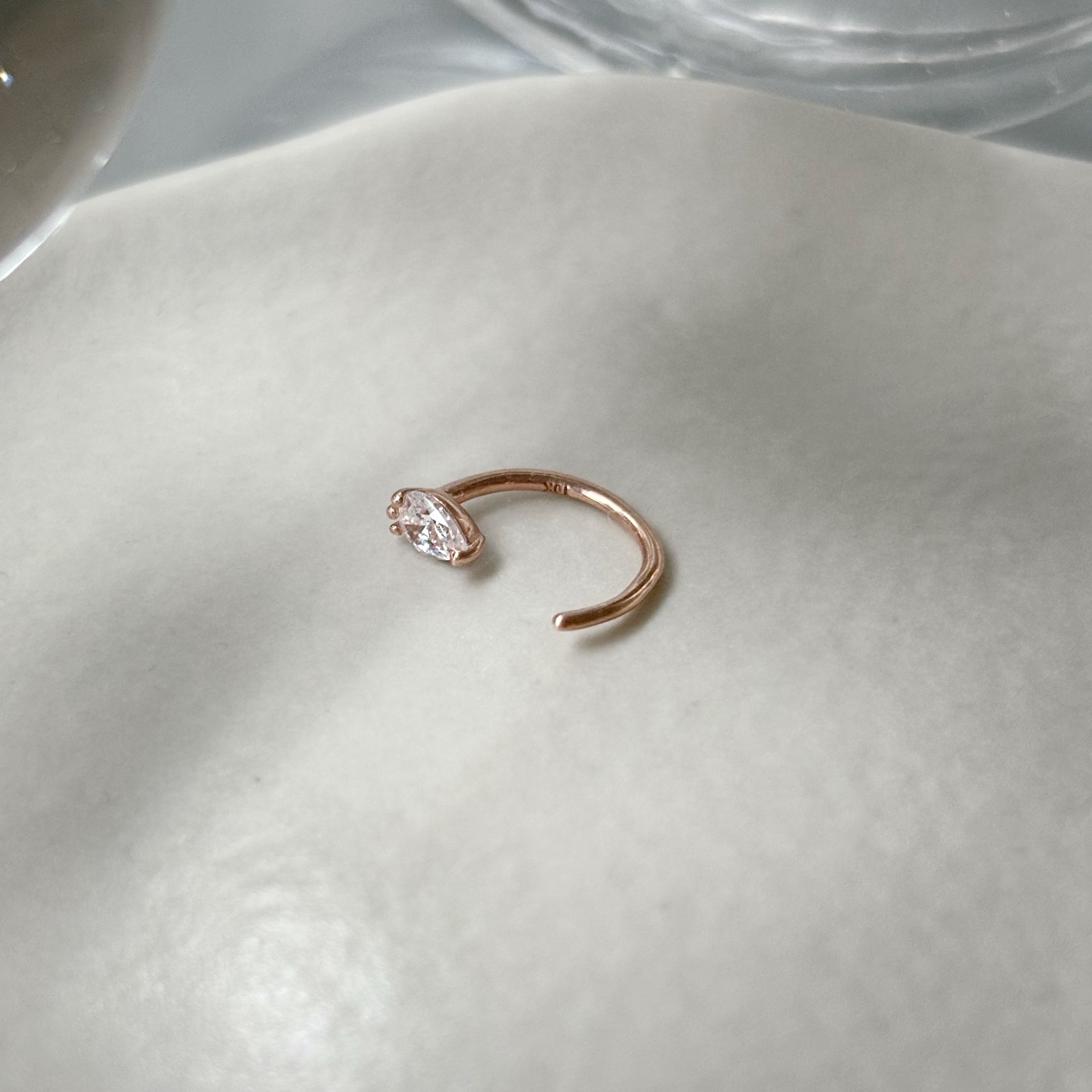 10k水滴鋯石C形耳圈