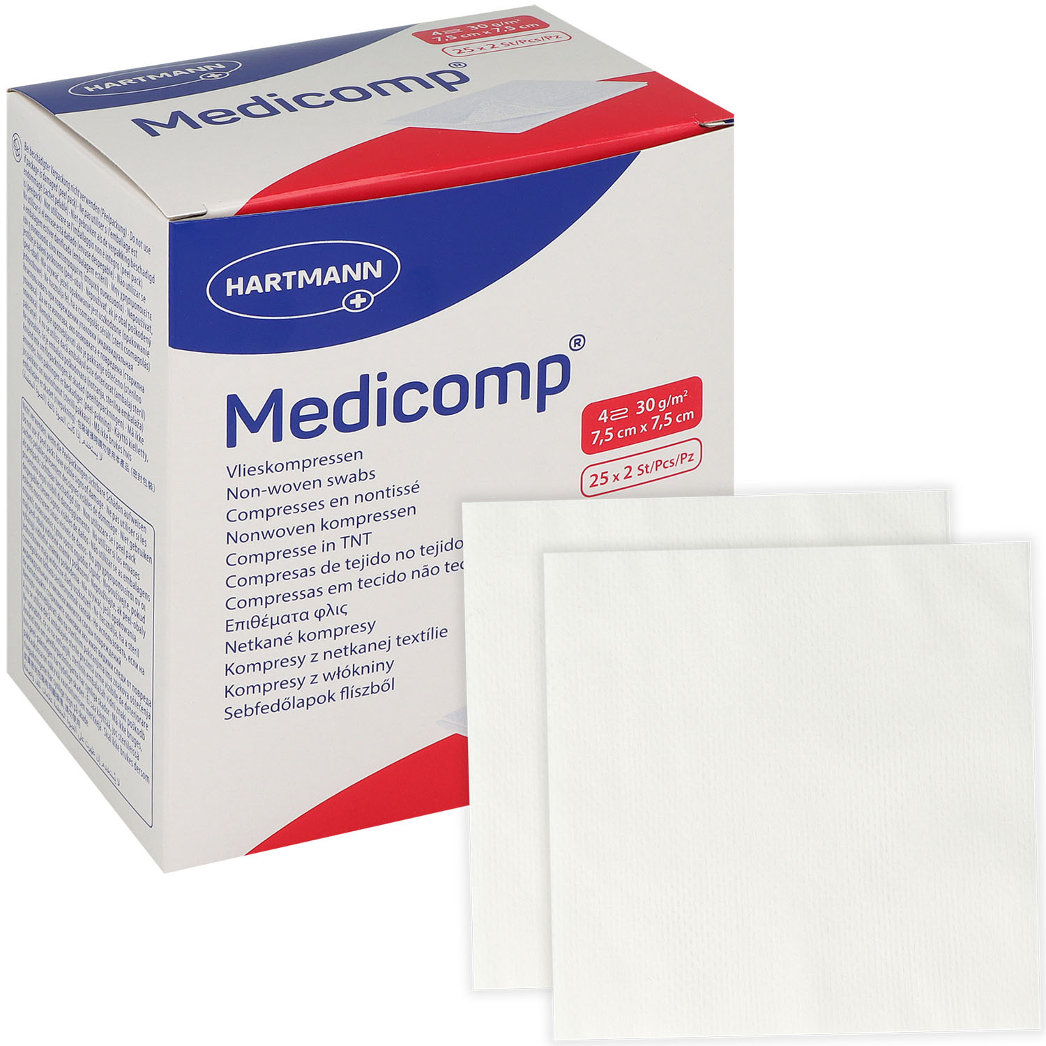 赫曼@ Medicomp®– 無紡拭子墊 7.5cm X 7.5cm (25片)
