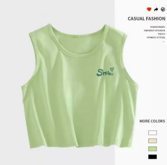 Hot selling navel-baring short vest [Fruit Green (Good Mood Chest Label)] [S-2XL Size] (please contact customer service to confirm the delivery size after placing the order)