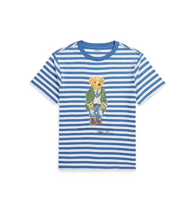[U] POLO RALPH LAUREN HORIZONTAL STRIPE KID'S T-SHIRT,BLUE, 323934391001-BLUE (UPR241)