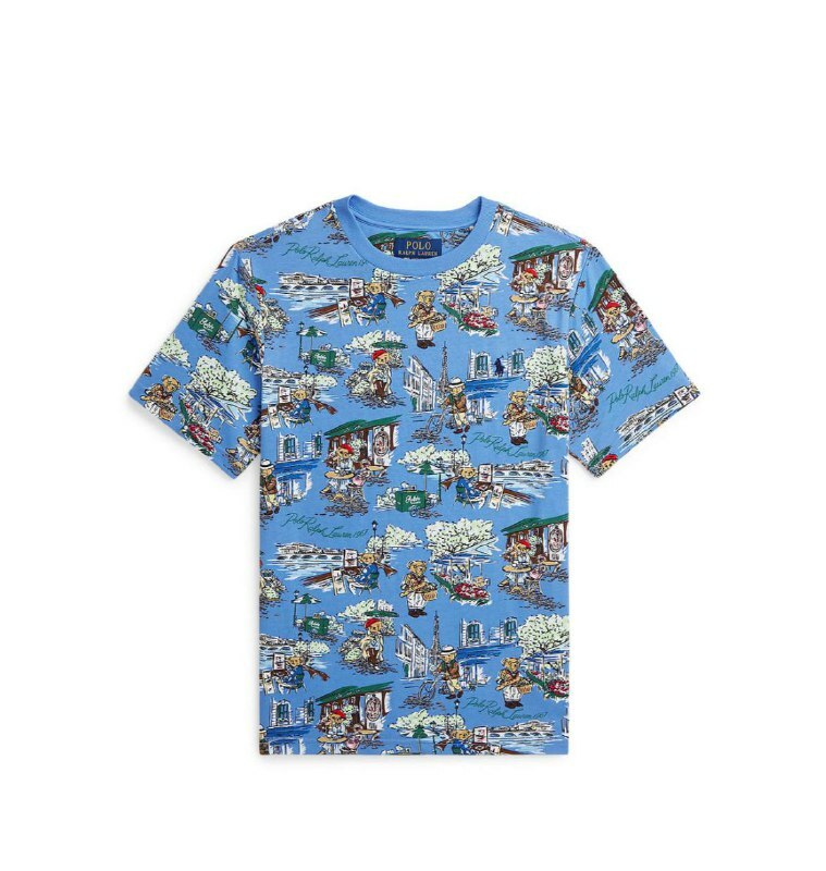 [U] POLO RALPH LAUREN BEAR COTTON JERSEY KID'S T-SHIRT,MULTI, 323934204001-MULTI (UPR245)