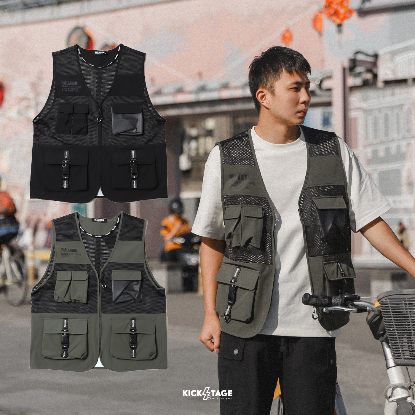 **特價商品售出無退換**男女款 PALLADIUM WORK VEST 鉛黑色 軍事綠 多口袋 工裝 釣魚 背心【179330】