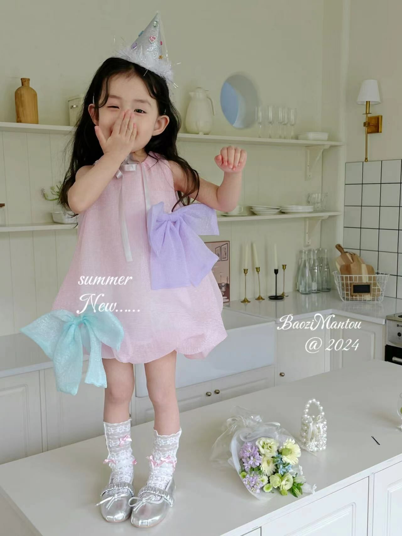 birthday baby girl bow dress