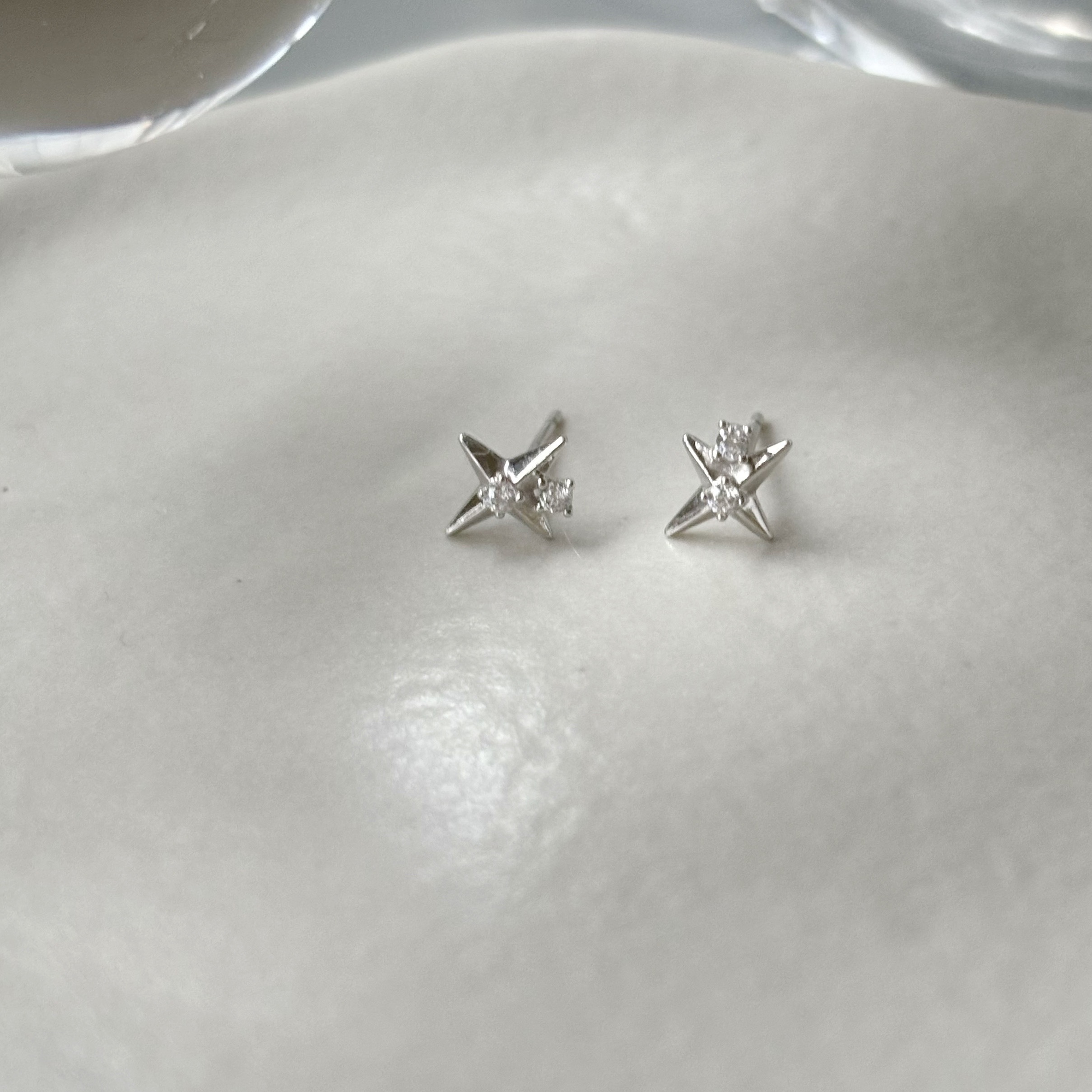 10k twinkle star鋯石耳環