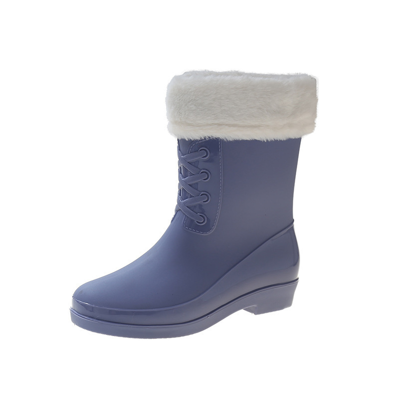 Medium-sized water boots and rain boots (size 36-41 blue + [detachable warm velvet cover]) (contact customer service to confirm the shipping size after placing an order)