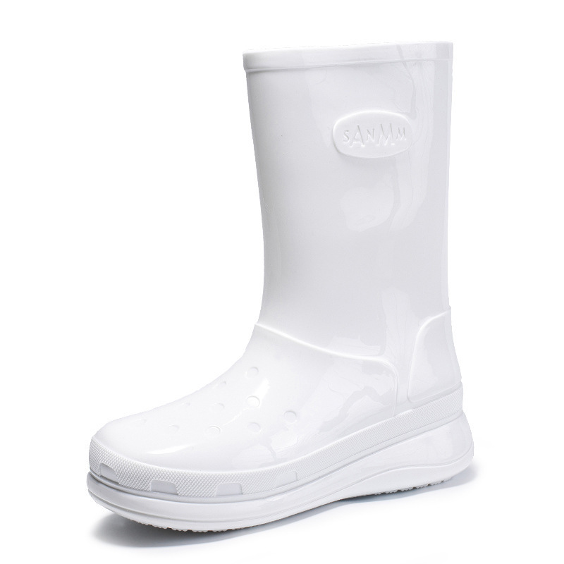 Height water boots and rain boots (size 36-41 white) (contact customer service to confirm the shipping size after placing the order)