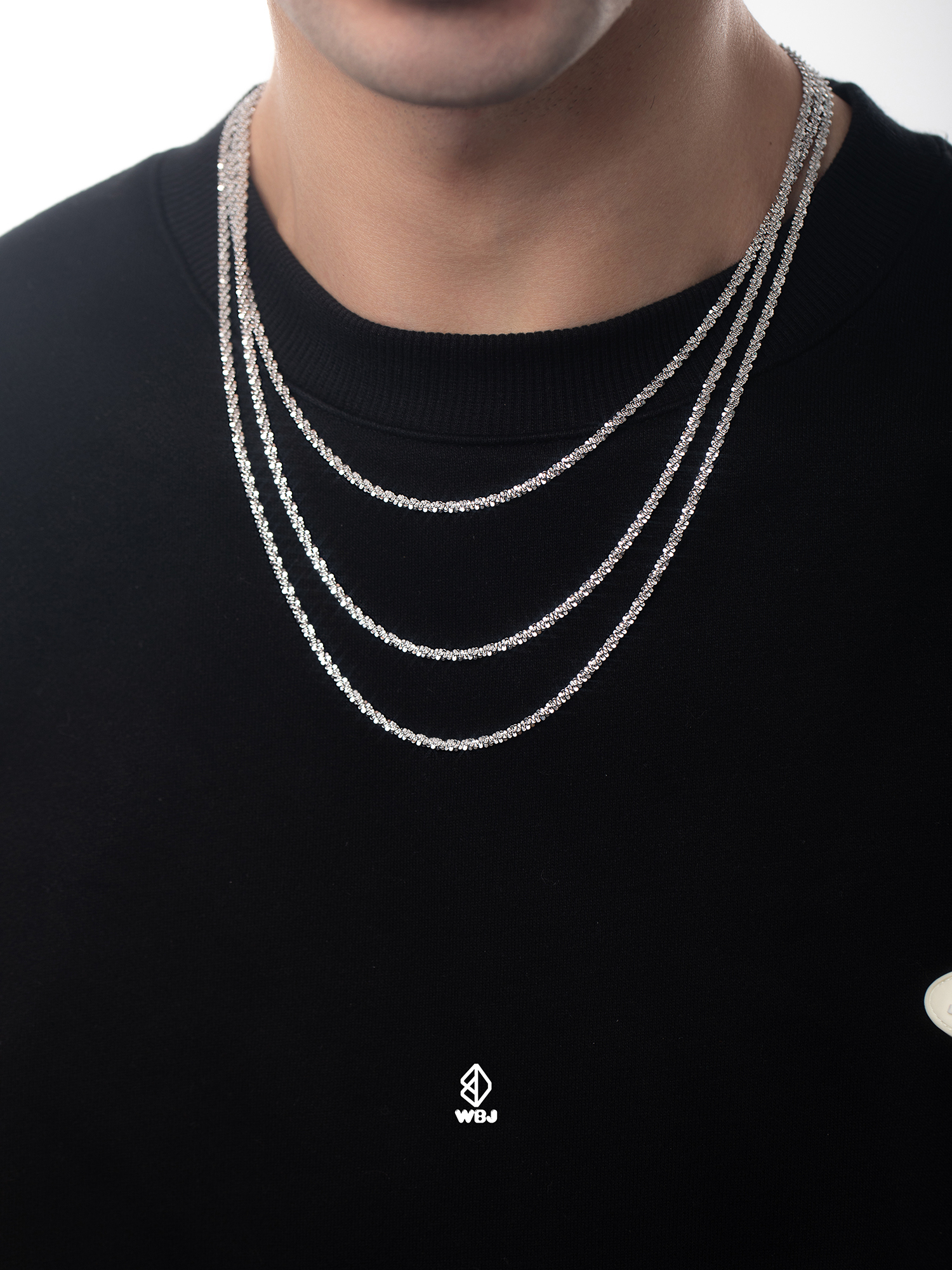 3mm純銀星空鍊 電鍍18K白金