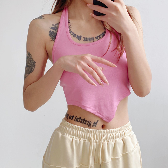 Hot selling short halterneck vest for outdoor wear (rose pink) (S/M size) (contact customer service after placing the order to confirm the delivery size)