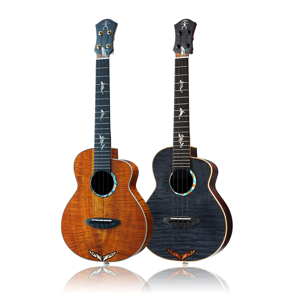 aNueNue aNueNue / KYAS WHALE(Koa/Black)26吋全單烏克麗麗(夏威夷相思木)(浸黑虎紋楓木＋紅松)(原聲款/插電款)彩虹人官方認證 — 三峽烏克麗麗