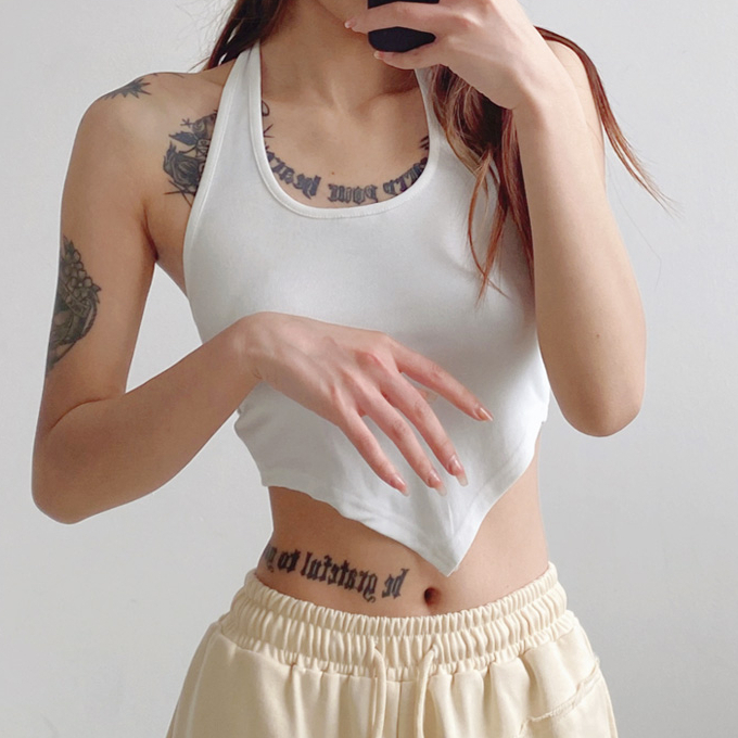 Hot selling short halterneck vest for outer wear (white) (S/M size) (contact customer service after placing the order to confirm the delivery size)