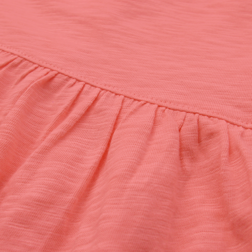 有機棉女童竹節短袖洋裝-西瓜紅 | 藍天畫布有機棉