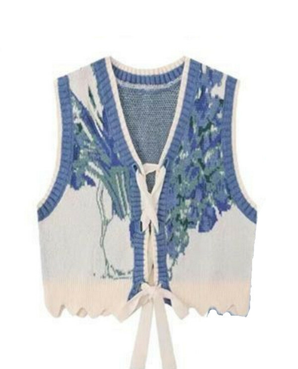 Knitted vest#Single piece (blue) (size M-4XL) (Contact customer service to confirm size after placing an order) 